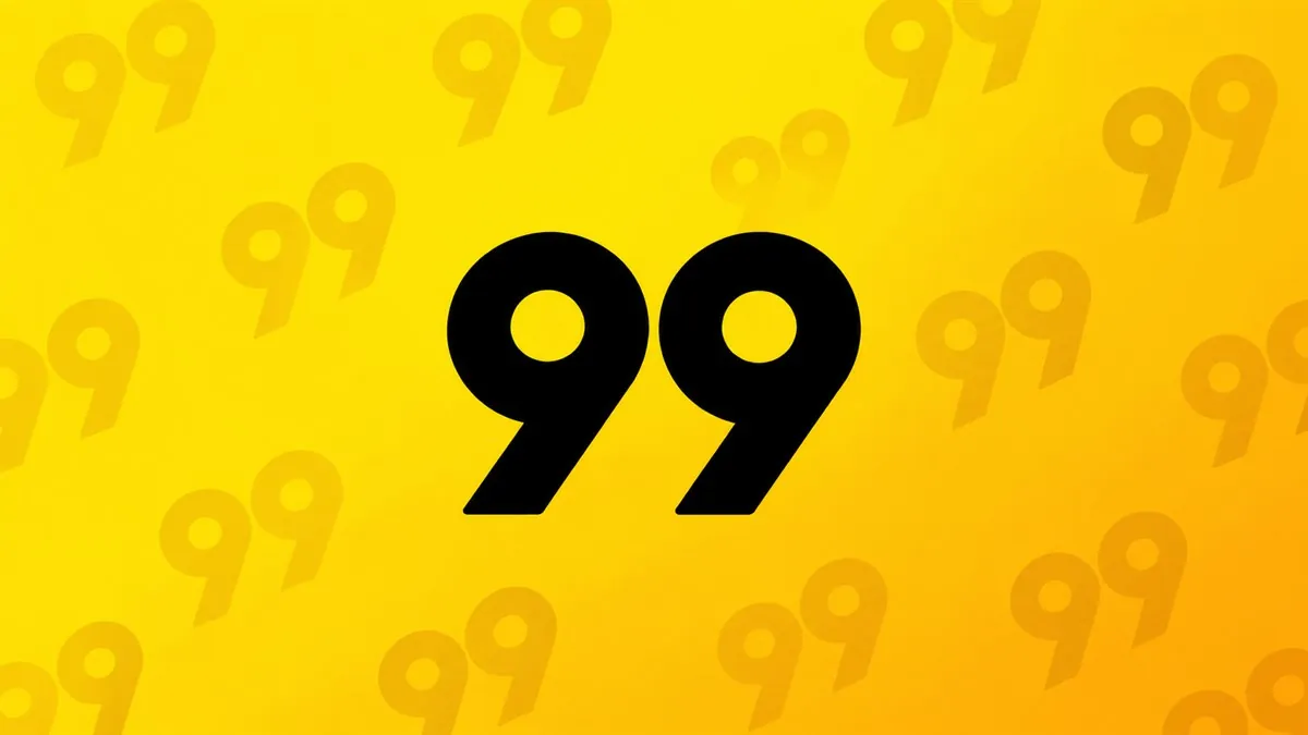 Logomarca da 99 sobre fundo amarelo institucional