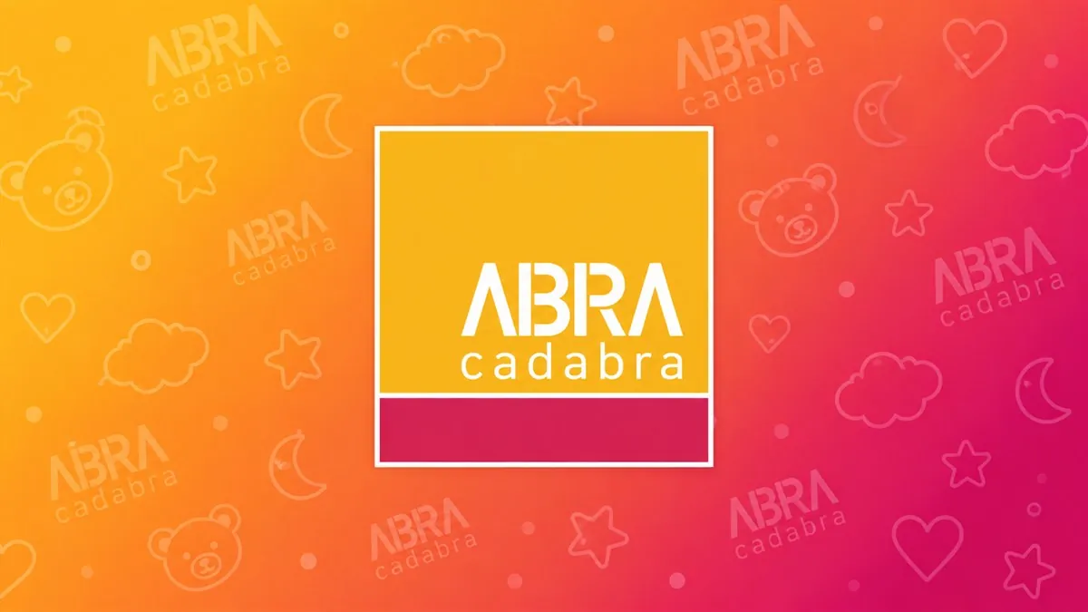 Logomarca da Abra Cadabra em destaque sobre arte institucional