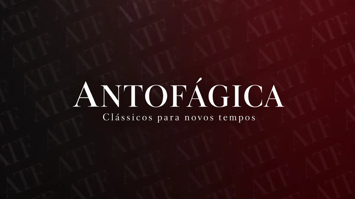 Nome Antofágica e a frase Clássicos para novos tempos sobre fundo vinho