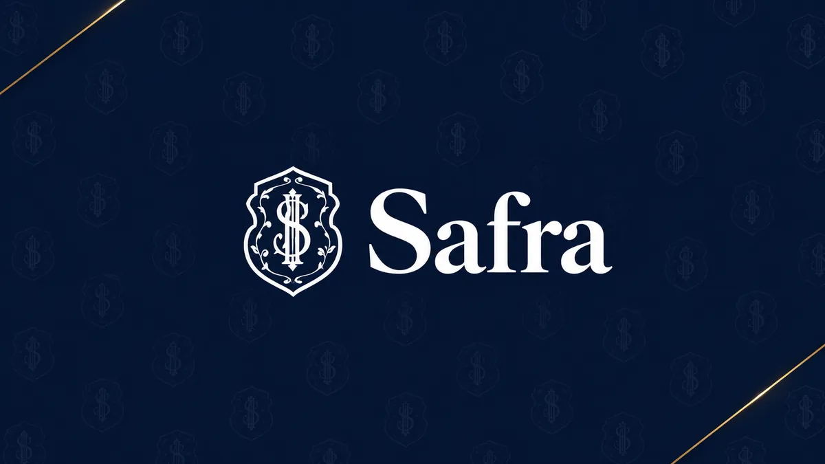 Identidade visual azul-marinho do Banco Safra