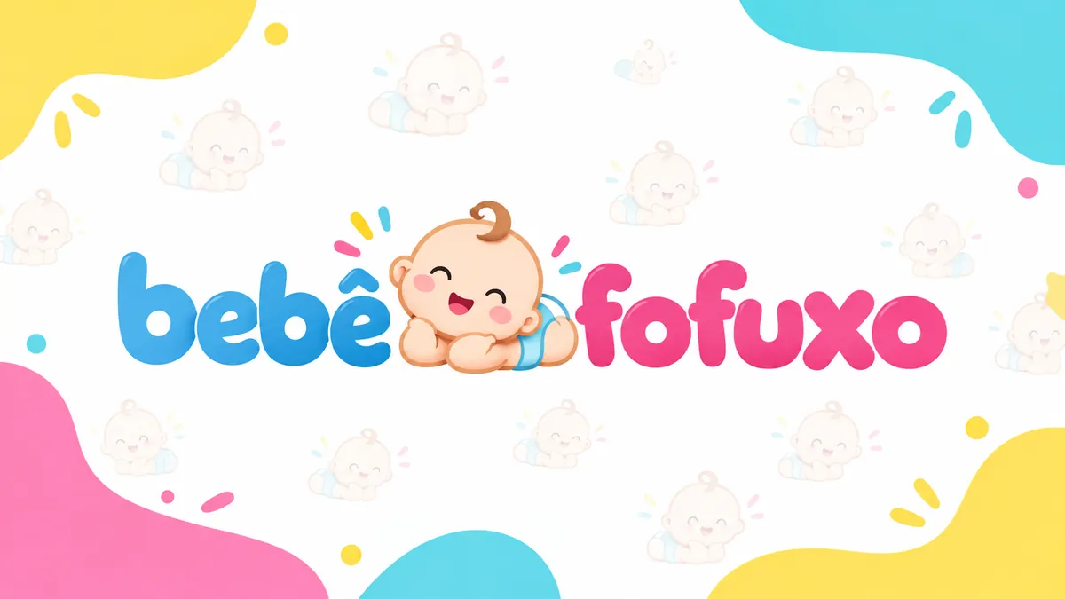 Identidade visual azul e magenta da Bebê Fofuxo