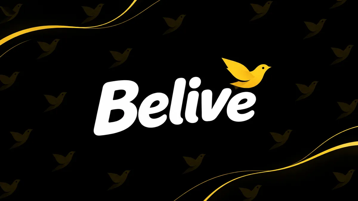 Identidade visual preta, branca e amarela da Belive
