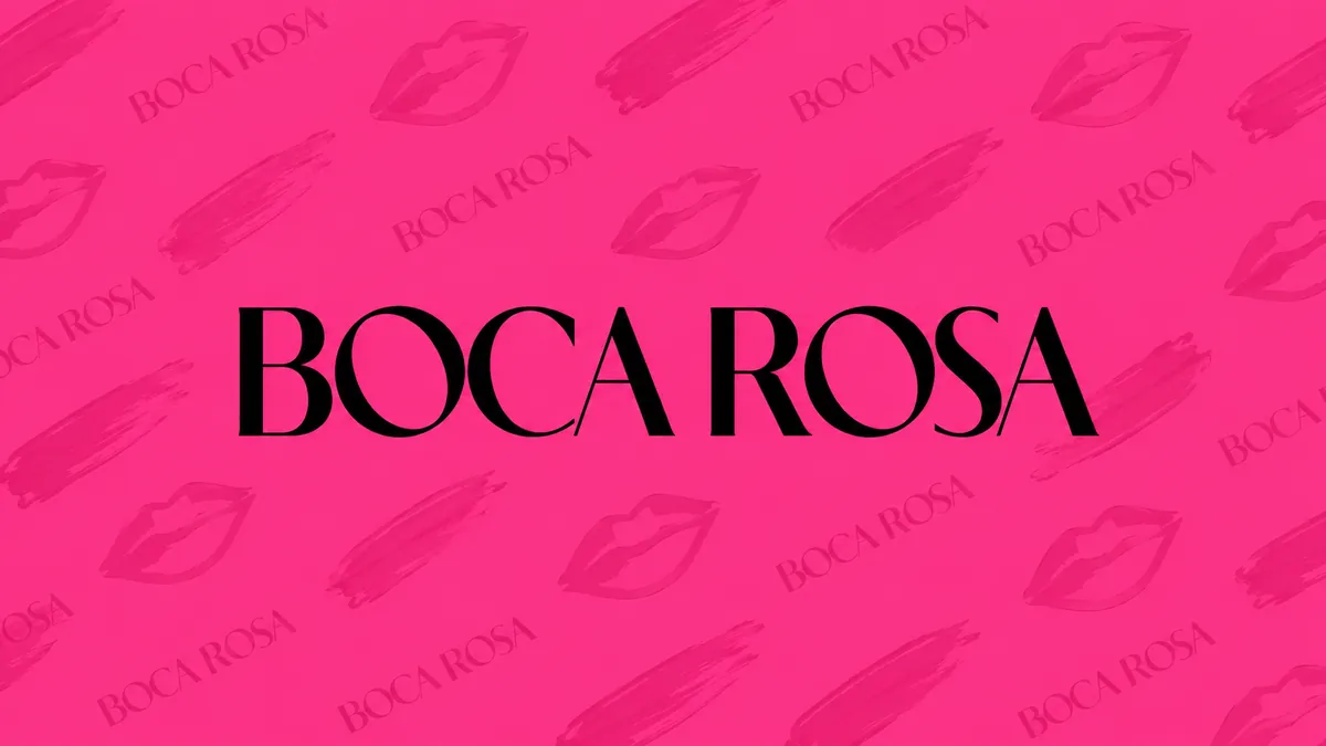 Identidade visual rosa e preta da Boca Rosa