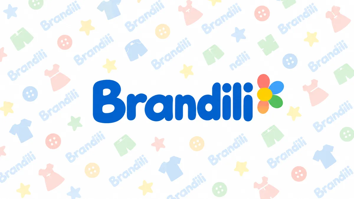 Identidade visual azul e colorida da Brandili