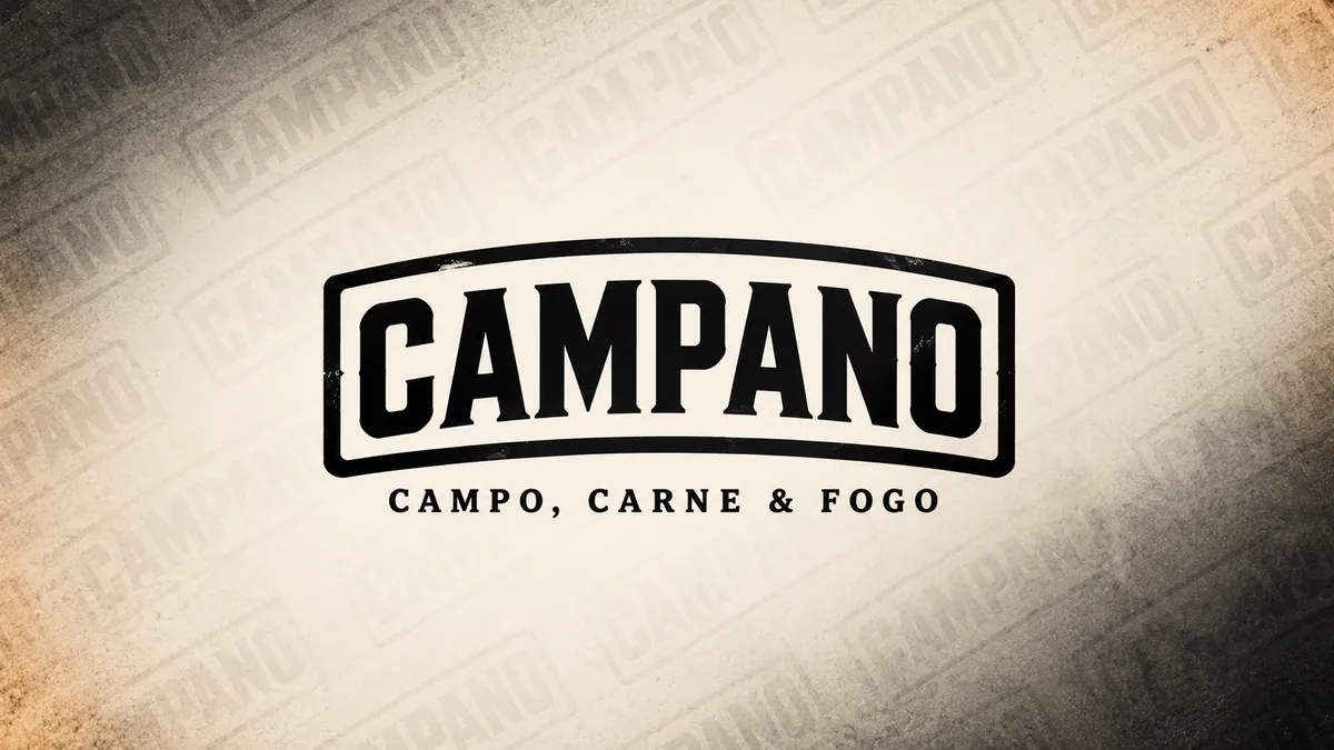 Logotipo Campano Campo, Carne e Fogo em composição institucional