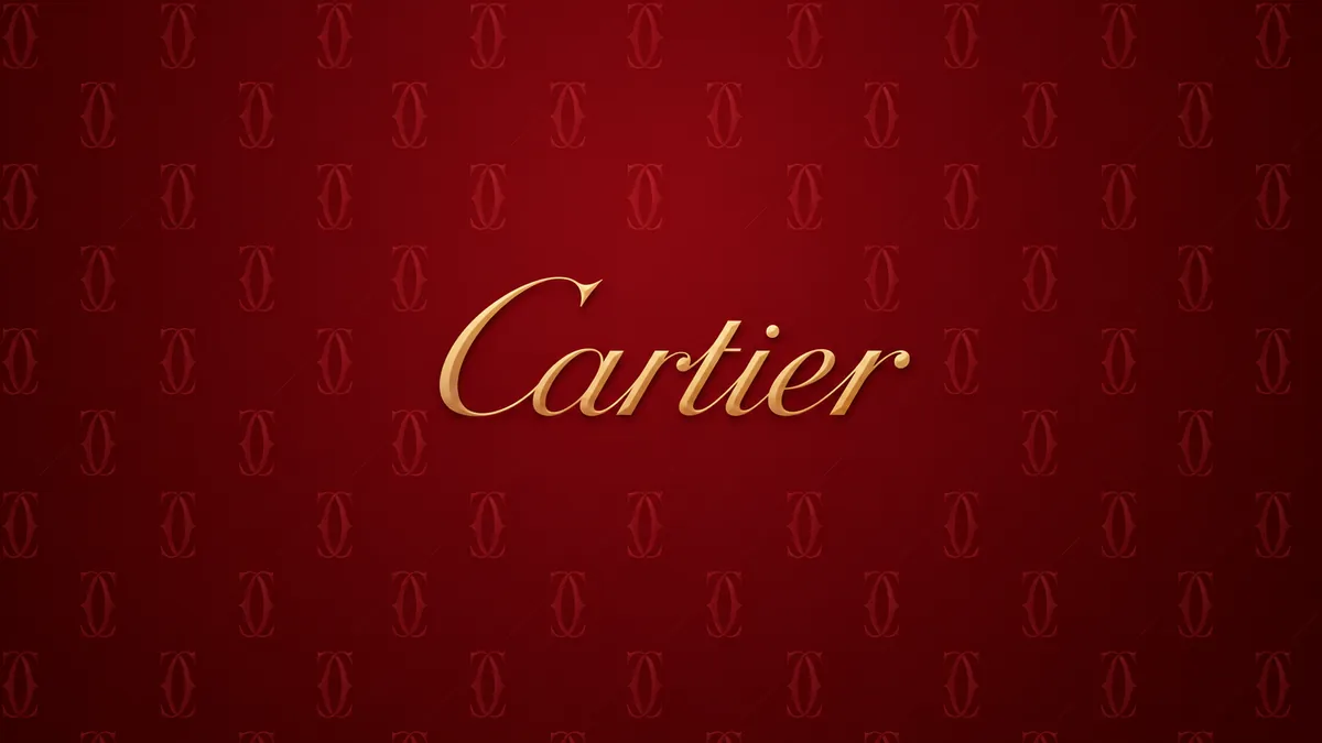 Identidade visual da Cartier em composição institucional