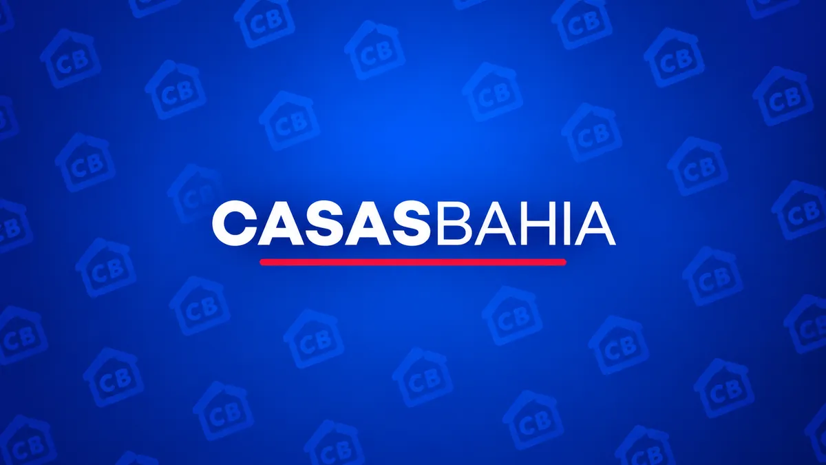 Identidade visual das Casas Bahia em composição institucional