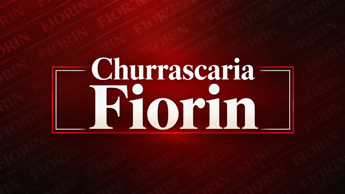Nome Churrascaria Fiorin em composição institucional vermelha e branca