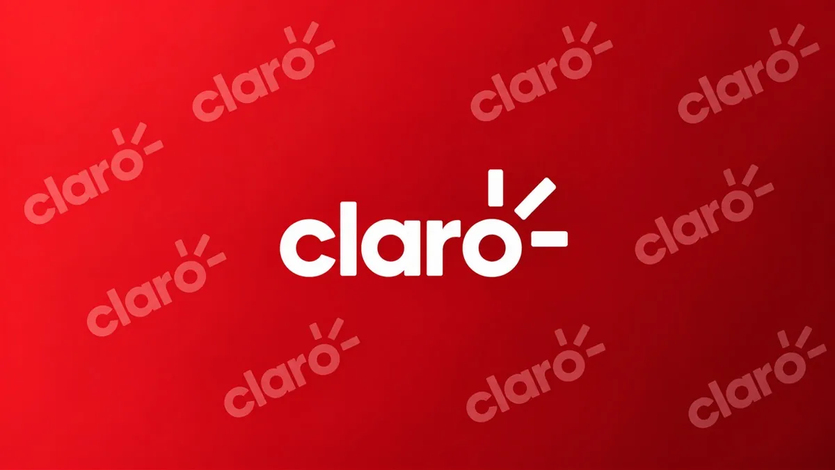 Logomarca da Claro sobre fundo vermelho institucional