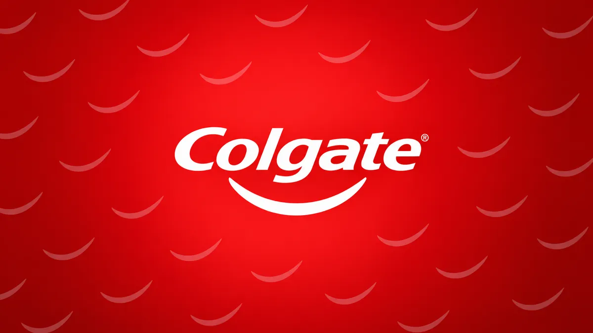 Identidade visual da Colgate em composição institucional