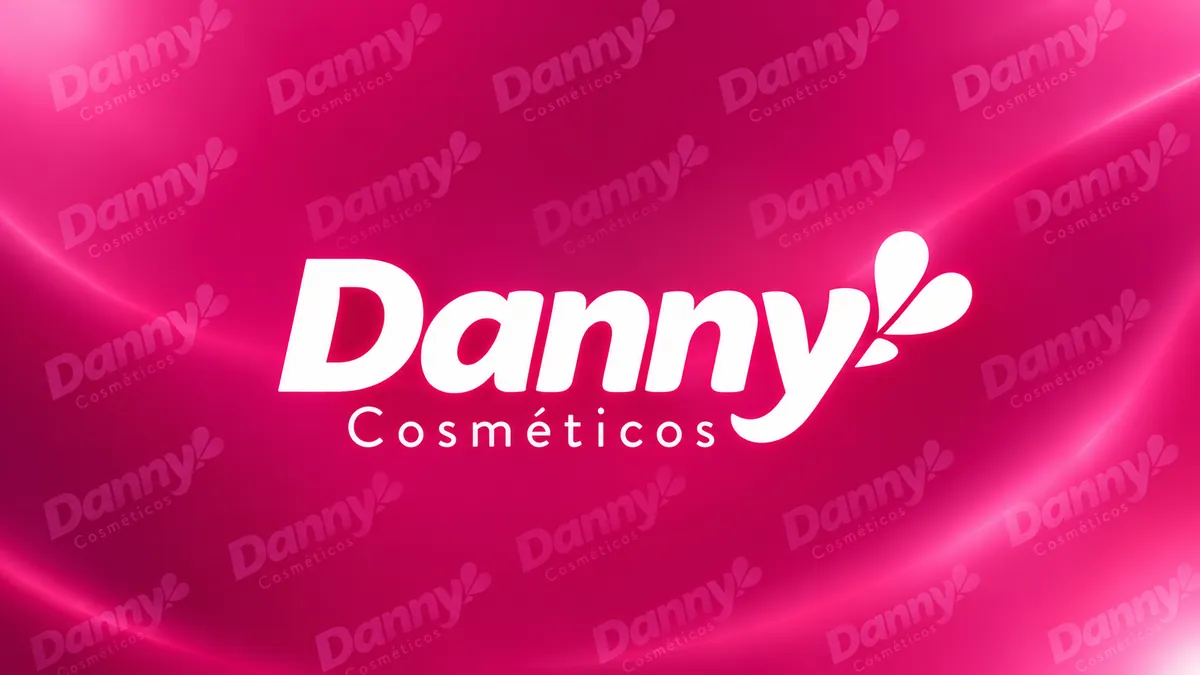 Identidade visual da Danny Cosméticos em composição institucional