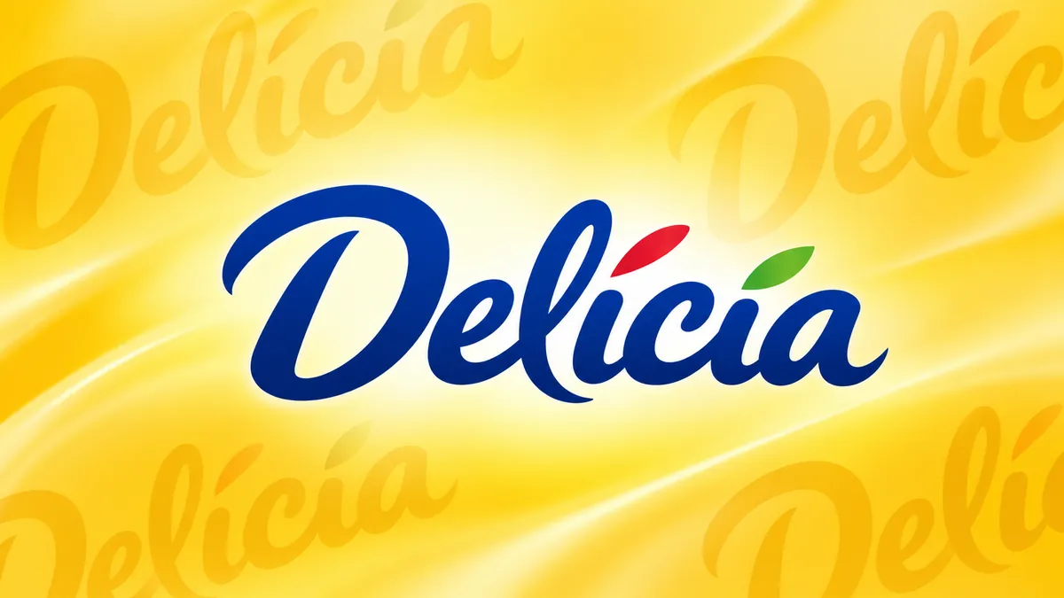 Identidade visual da Delícia em composição institucional amarela