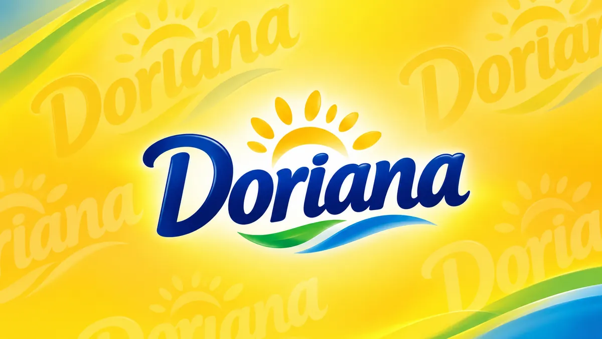 Identidade visual da Doriana em composição institucional amarela