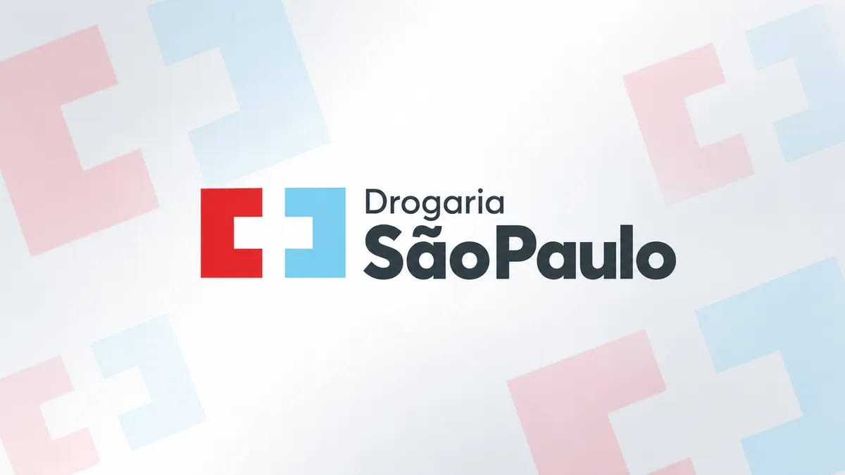 Identidade visual da Drogaria São Paulo em composição institucional