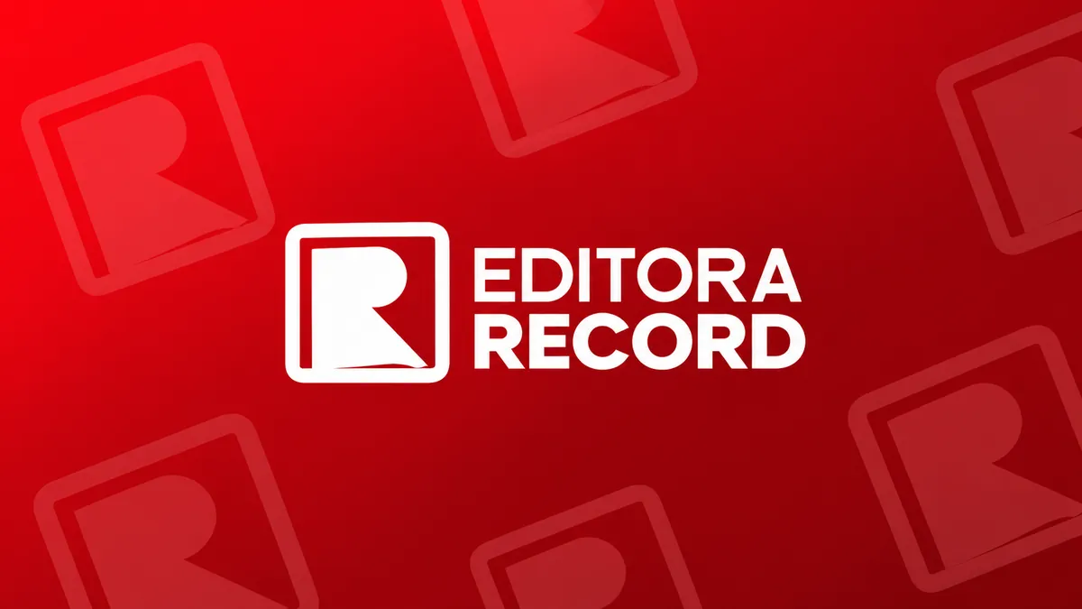 Identidade visual da Editora Record em composição institucional vermelha