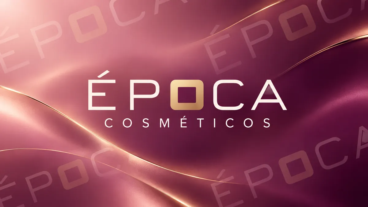 Identidade visual da Época Cosméticos em composição institucional rosa