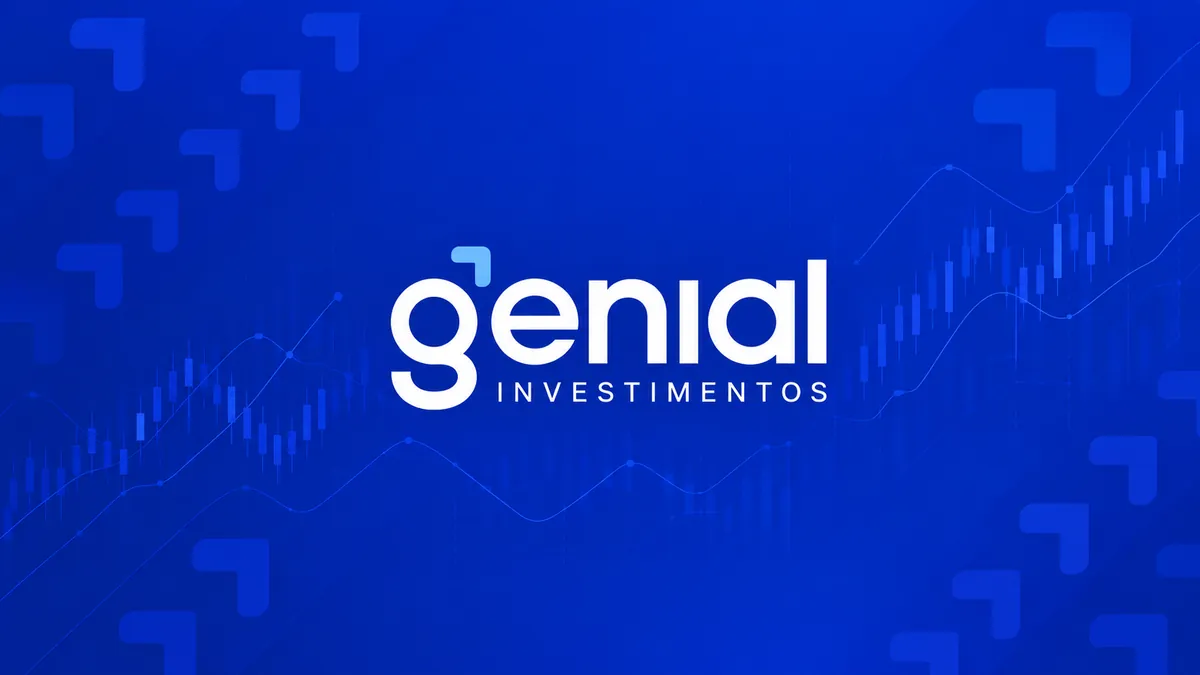 Identidade visual da Genial Investimentos em fundo azul