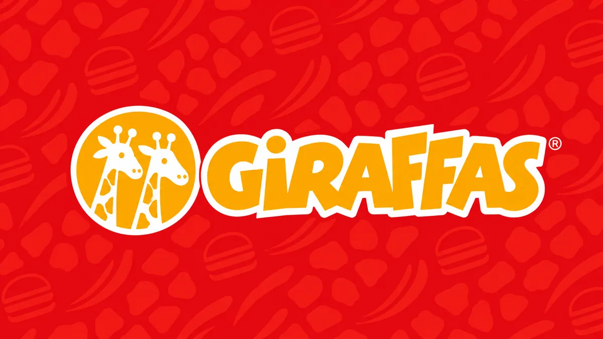 Identidade visual do Giraffas em fundo vermelho