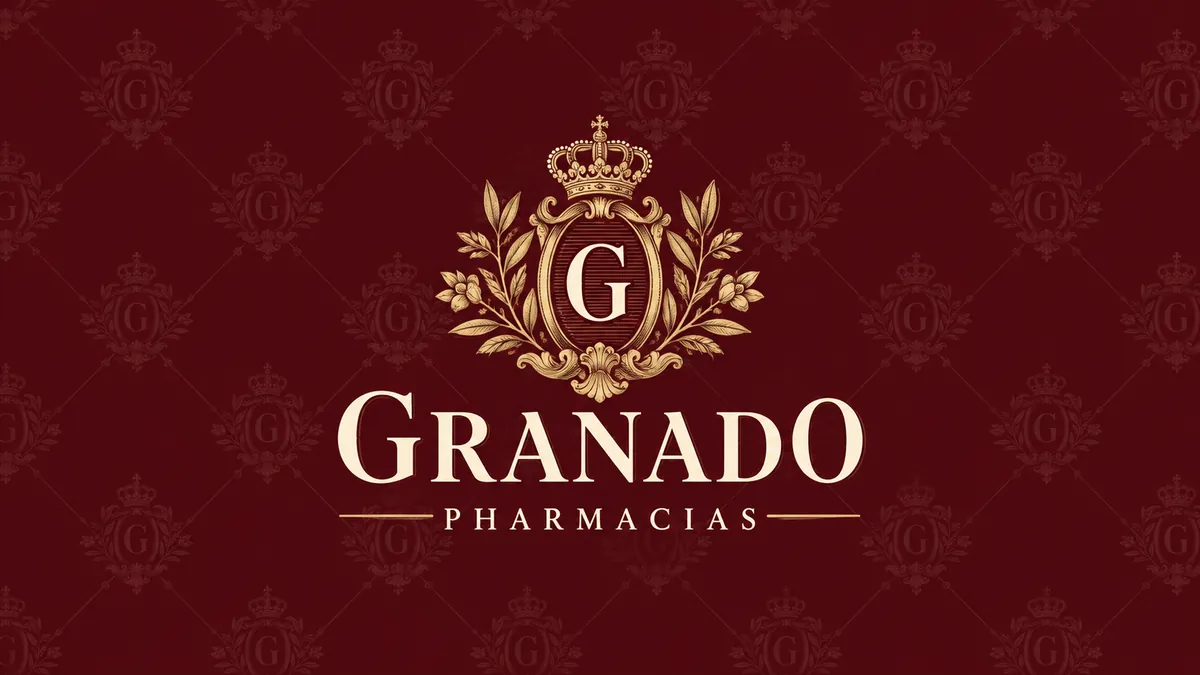 Identidade visual da Granado Pharmacias em vinho e dourado