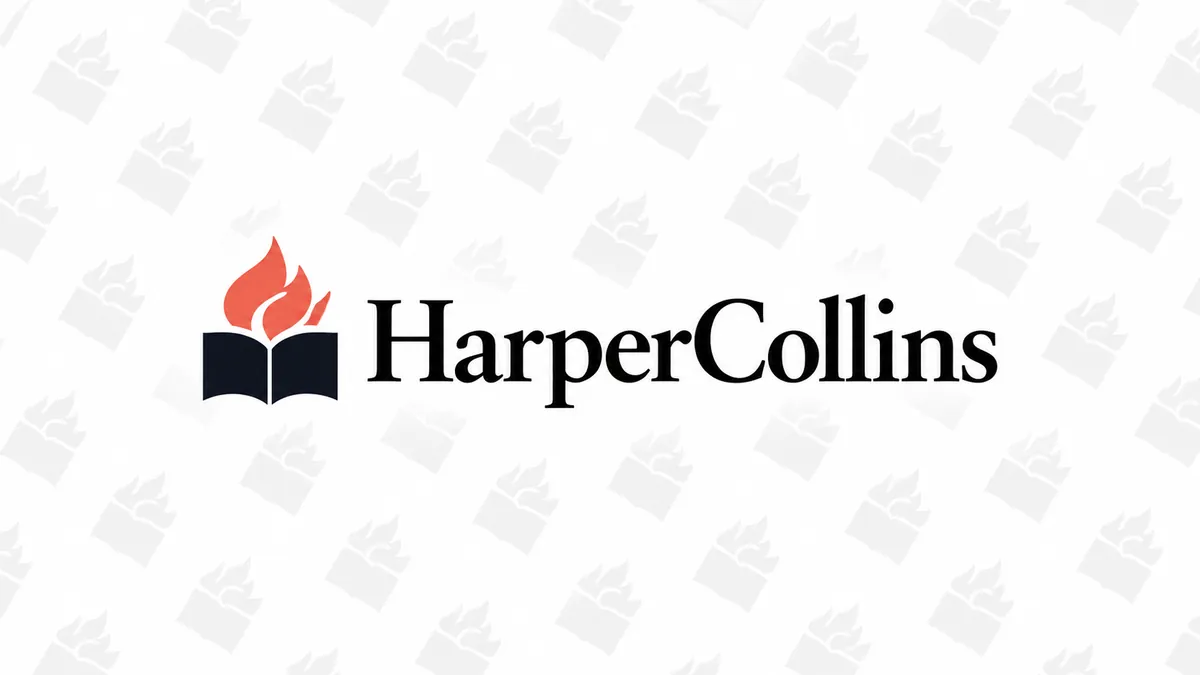 Identidade visual da HarperCollins em preto, branco e coral
