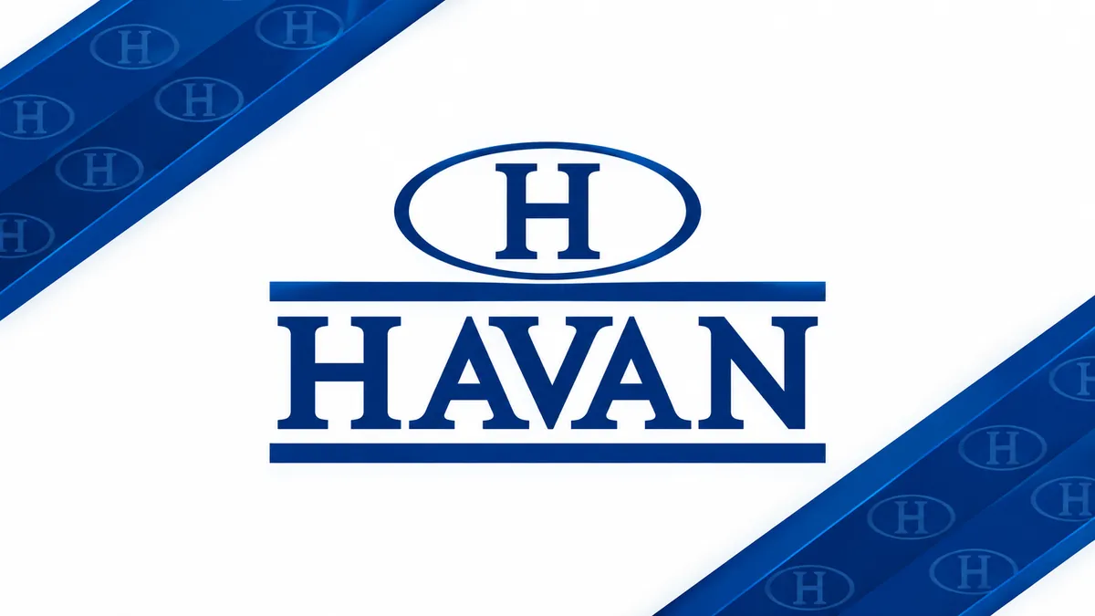 Identidade visual da Havan em branco e azul