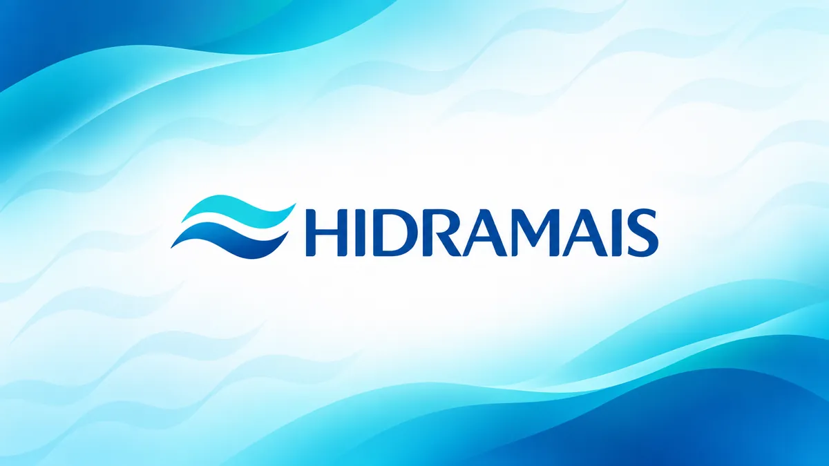 Identidade visual da Hidramais em azul e branco