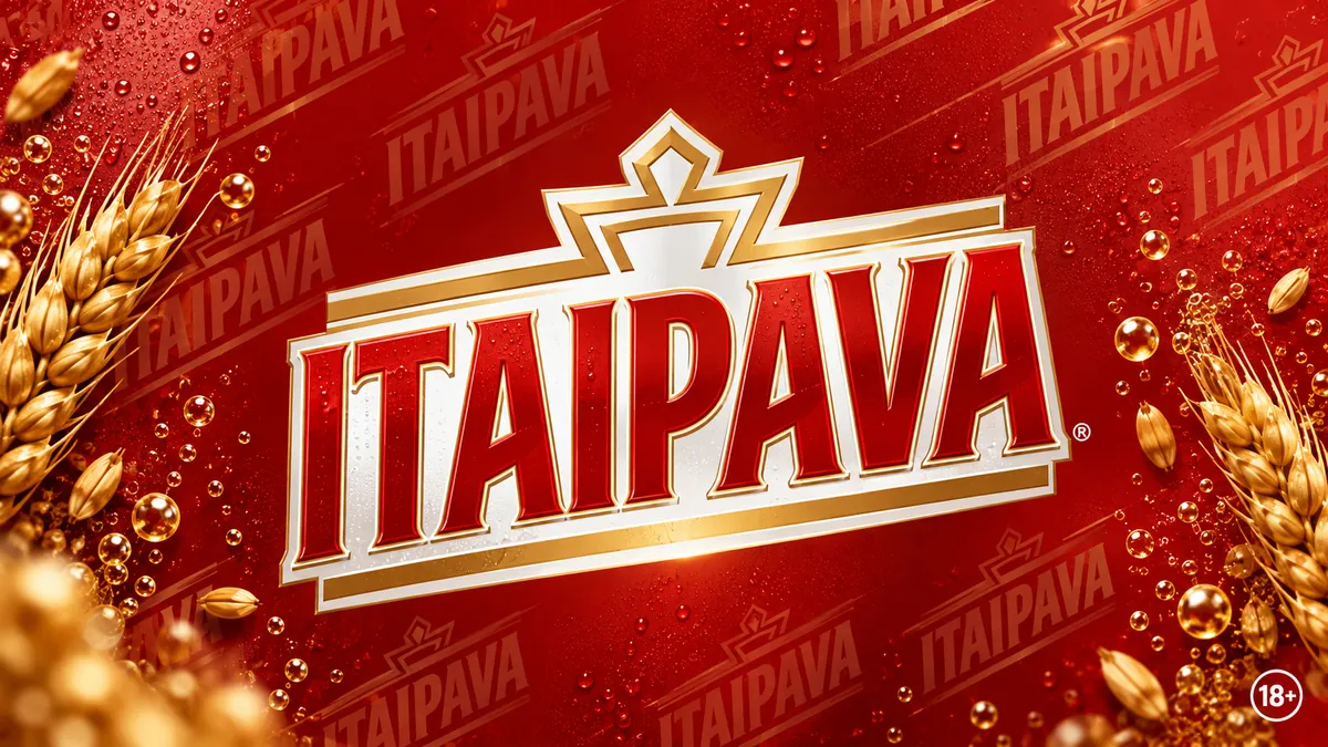 Identidade visual vermelha e dourada da Itaipava em composição institucional