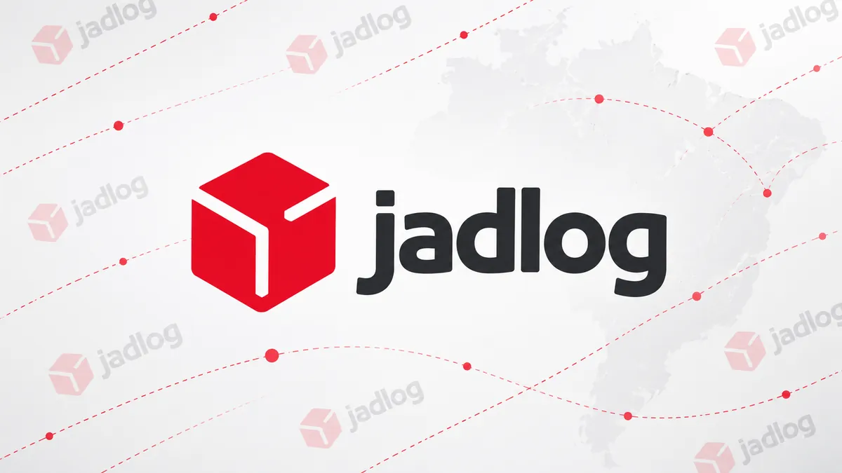 Identidade visual vermelha da Jadlog em composição institucional