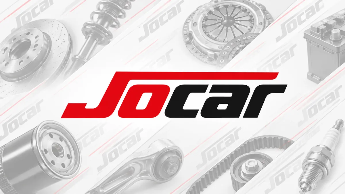 Identidade visual vermelha e preta da Jocar em composição institucional