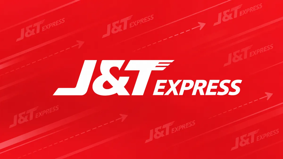 Identidade visual vermelha da J&T Express em composição institucional