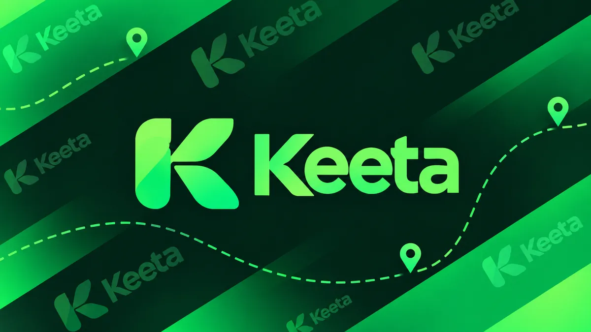 Identidade visual verde da Keeta em composição institucional
