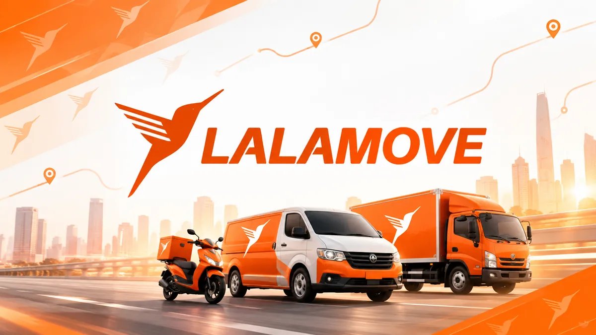Identidade visual laranja da Lalamove em composição institucional