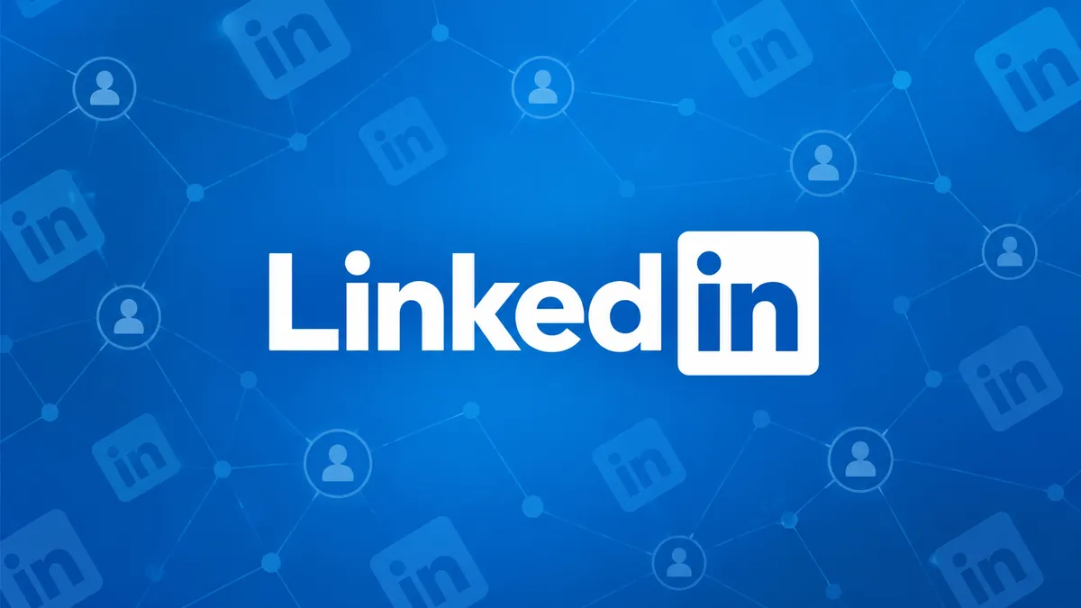 Identidade visual azul do LinkedIn em composição institucional