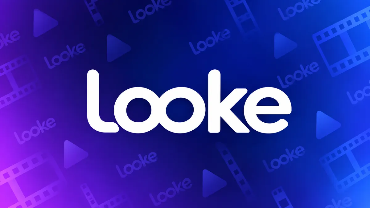 Identidade visual roxa do Looke em composição institucional