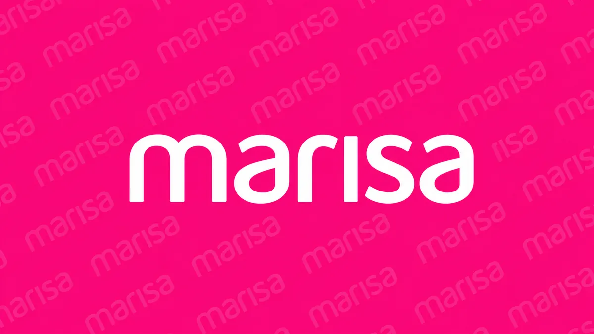 Identidade visual da Marisa em composição institucional