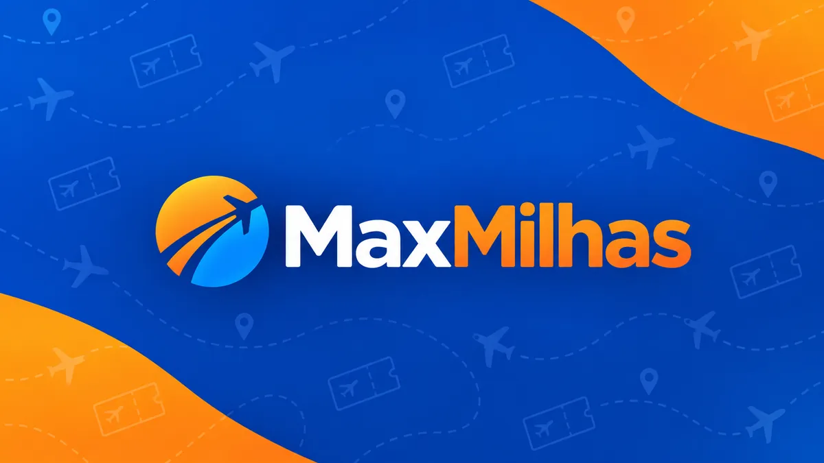 Identidade visual da MaxMilhas em composição institucional