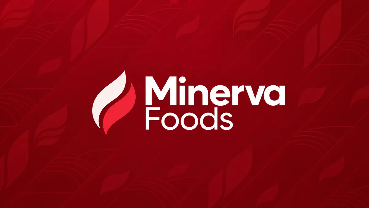 Identidade visual da Minerva Foods em composição institucional