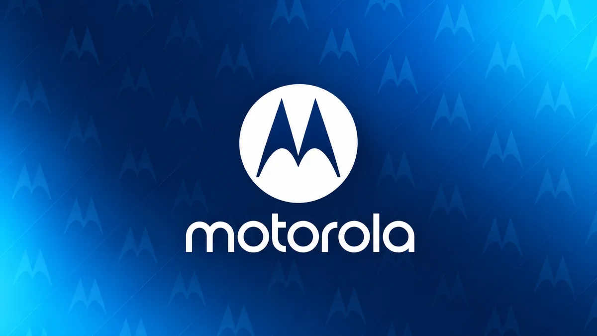 Identidade visual da Motorola em composição institucional