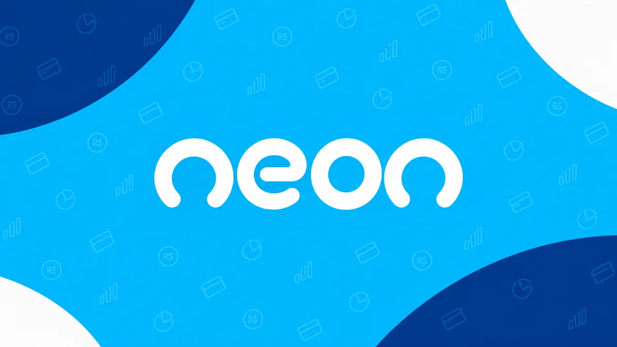 Identidade visual do banco Neon em composição institucional