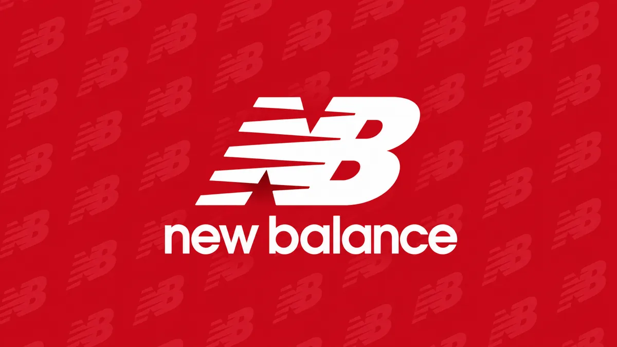 Identidade visual da New Balance em composição institucional