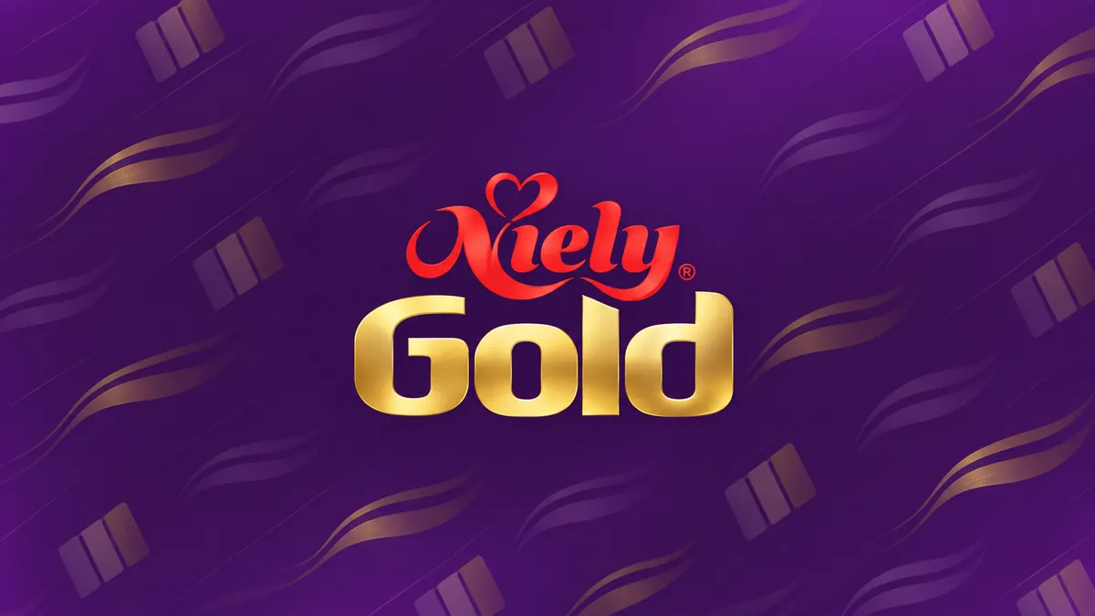 Identidade visual da Niely Gold em composição institucional