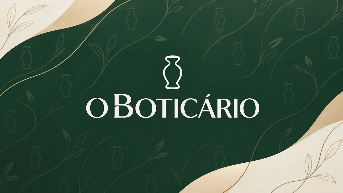 Identidade visual de O Boticário em composição institucional