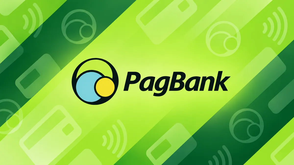 Identidade visual do PagBank em composição institucional