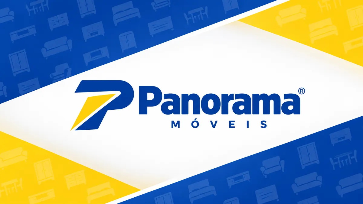 Identidade visual da Panorama Móveis em composição institucional