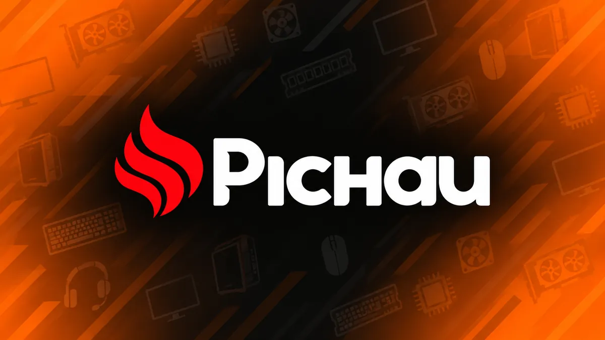 Identidade visual da Pichau em composição institucional