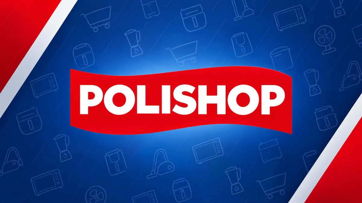 Identidade visual da Polishop em composição institucional