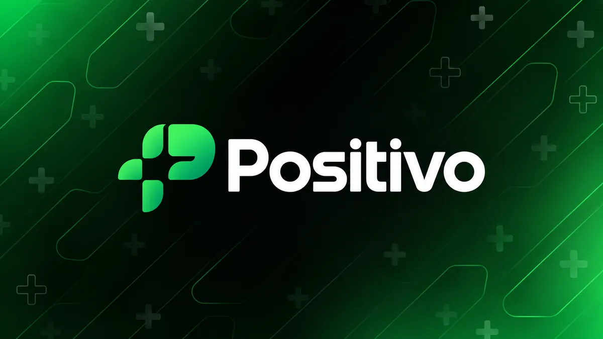 Identidade visual da Positivo em composição institucional
