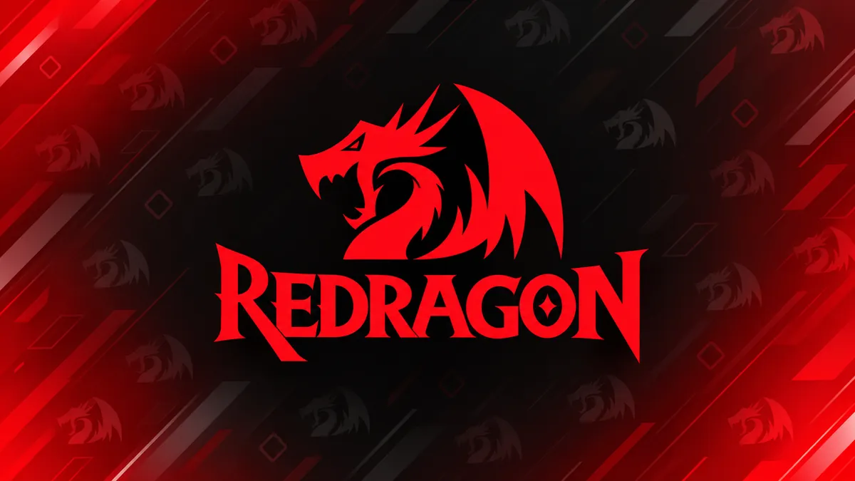 Identidade visual da Redragon em composição institucional