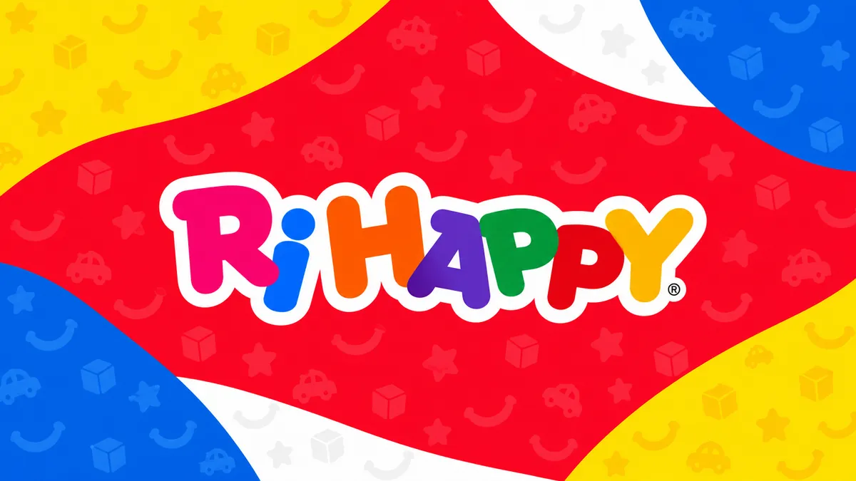 Identidade visual da Ri Happy em composição institucional