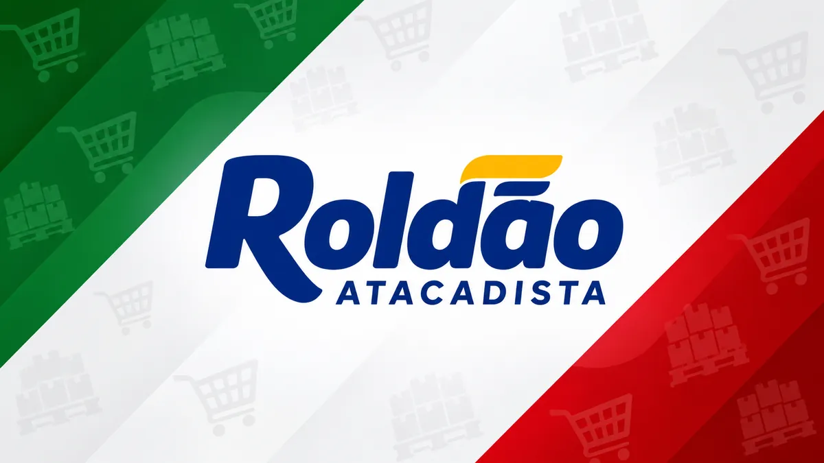Identidade visual da Roldão Atacadista em composição institucional